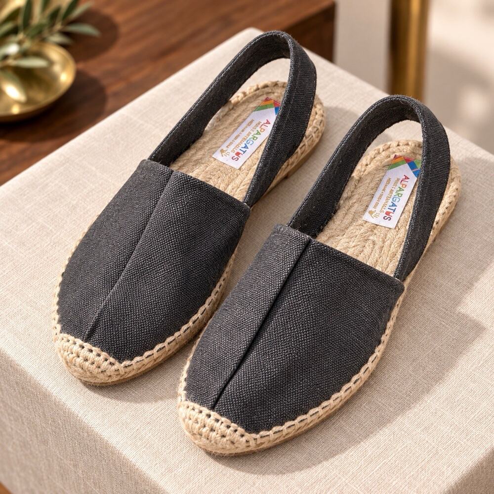 Alpargatas Pasos Artesanales Espadrilles Spain Hand Made Shoes Sz 38 Black